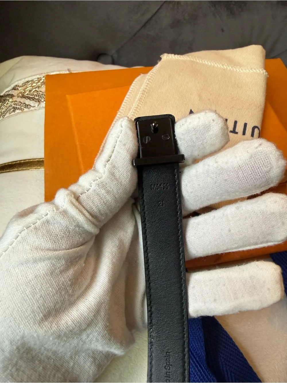 Louis Vuitton Black Leather Monogram Cuff Bracelet full inclusion